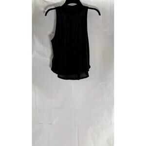 SILENCE + NOISE Women's Black Open Knit Mock-Neck Sleeveless Top SZ S